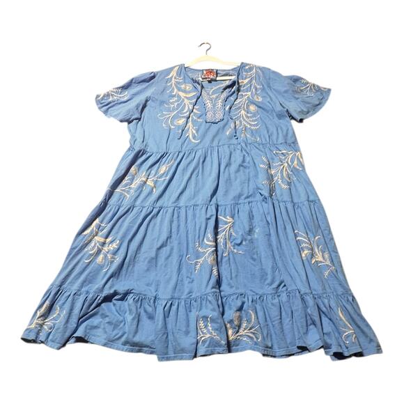Johnny Was Womens Dress 2X Embroidered Boho Hippie Swing Tiered. - Picture 4 of 8
